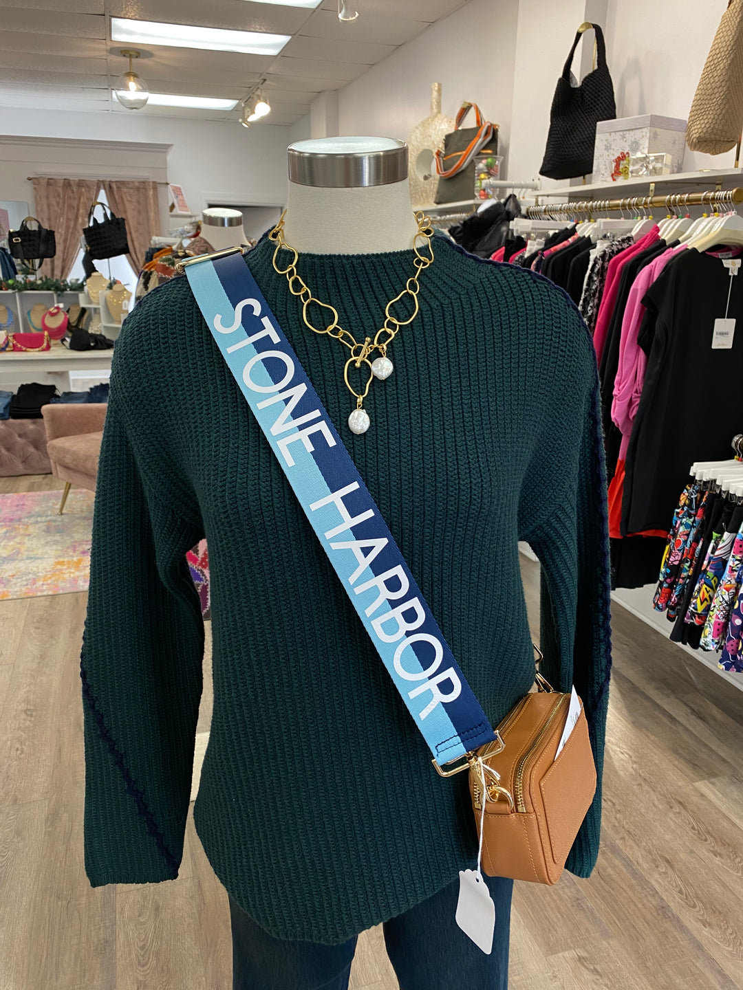 Ahdorned - STONE HARBOR Blue/Nvy Striped Strap: White