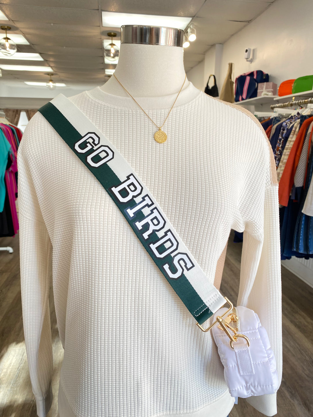 Ahdorned - GO BIRDS Green/Wht Striped Strap: White/Black Outline