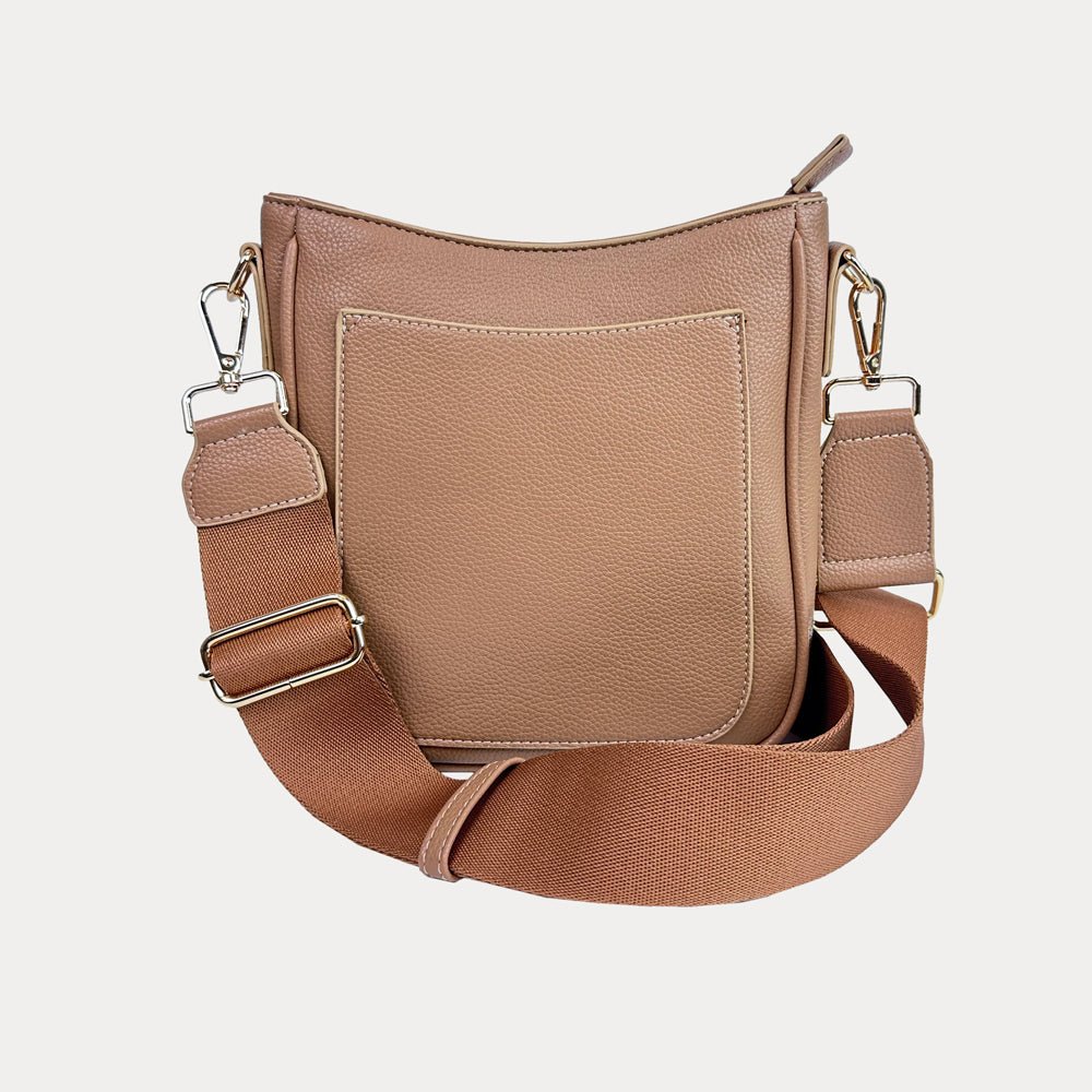 Ahdorned - Madelyn Vegan Pebble Leather Messenger: Mocha - Shorely Chic Boutique