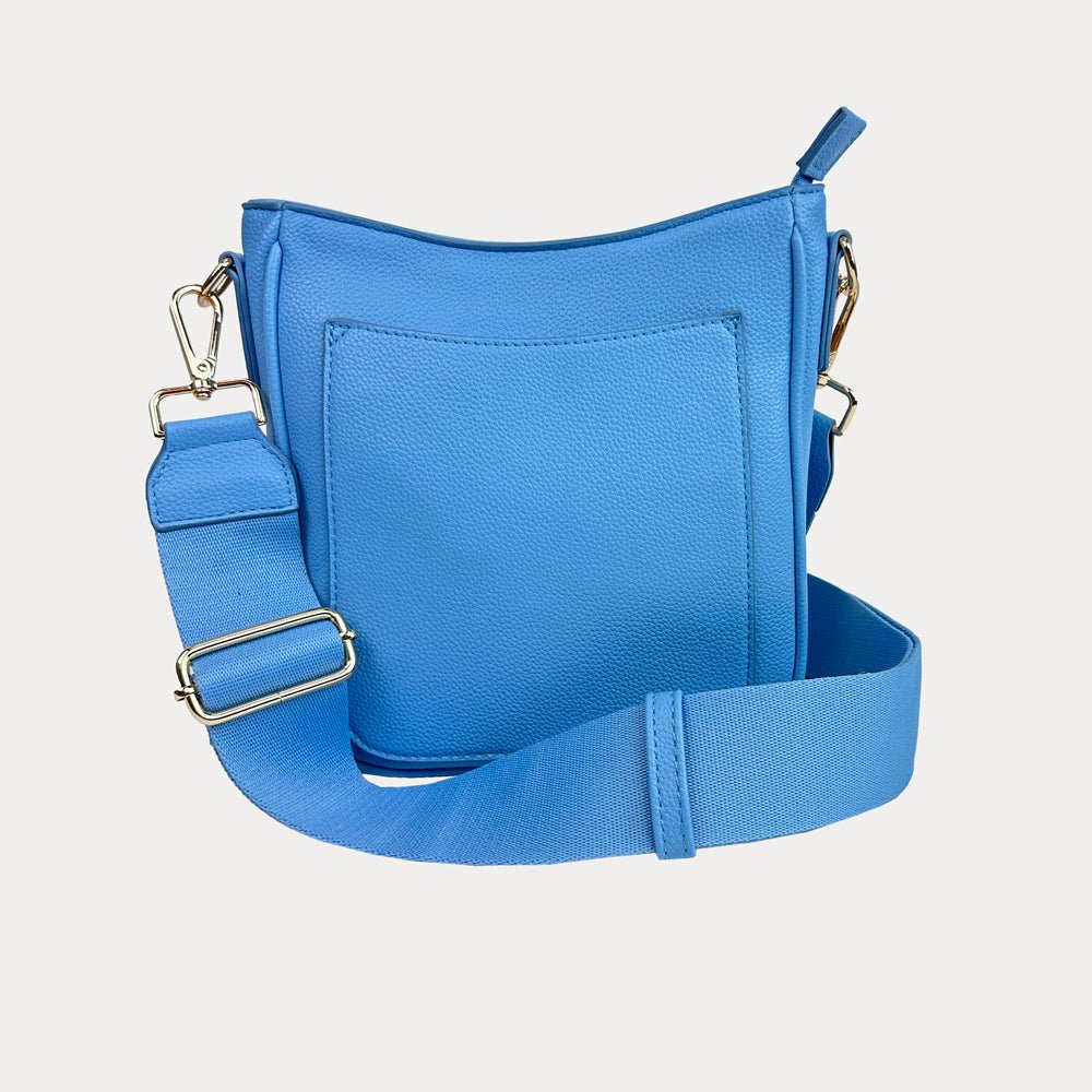 Ahdorned - Madelyn Vegan Pebble Leather Messenger: Sky - Shorely Chic Boutique