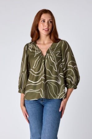 Crosby: Alexis Climbing Ivy Print Top - Shorely Chic Boutique