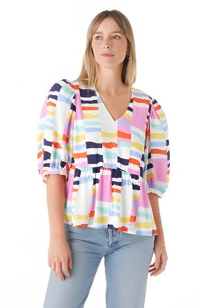 Crosby: Jacqueline Stripe S/S Top: Multi - Shorely Chic Boutique