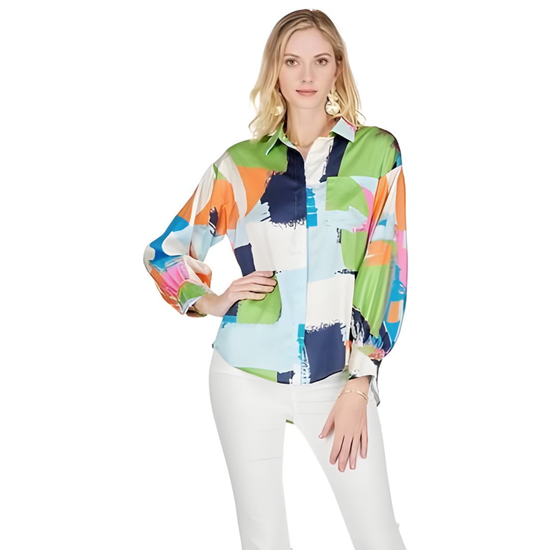 Jade - Oversize L/S Multibrush Shirt: Multi - Shorely Chic Boutique