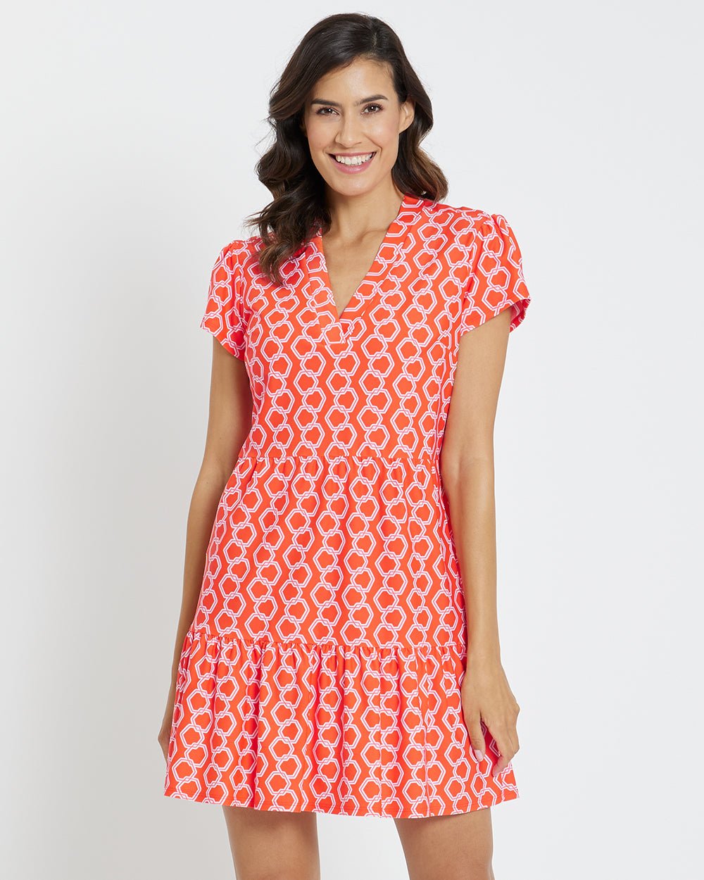 Jude Connally - Ginger Dancing Links Dress: Apricot - Shorely Chic Boutique