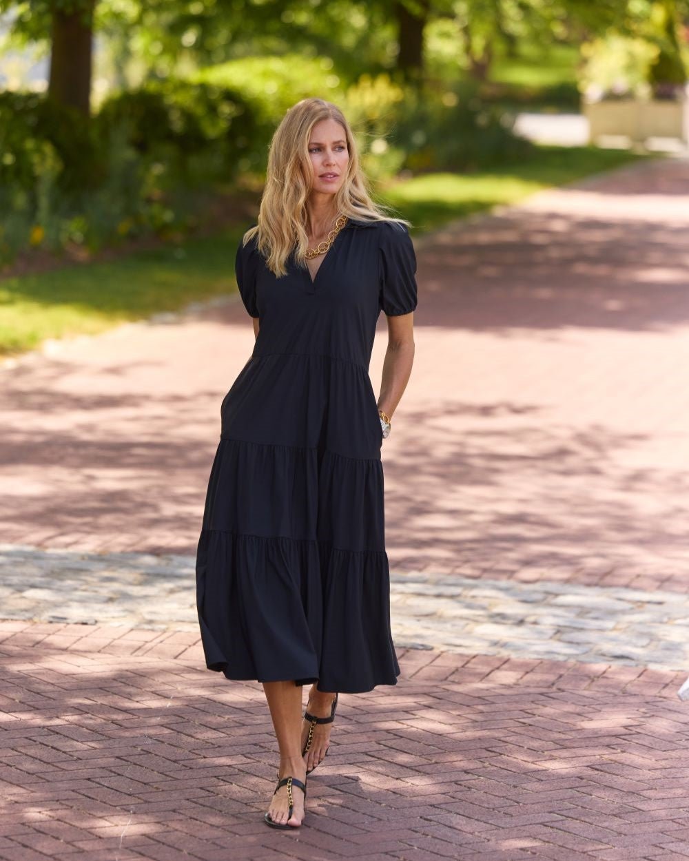 Jude Connally - Portia Dress Midi S/S Dress: Black - Shorely Chic Boutique