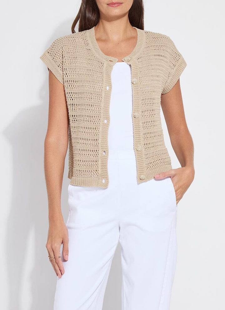 Lysse - Brisa Linen Mesh Cap Sleeve Cardi: Linen - Shorely Chic Boutique