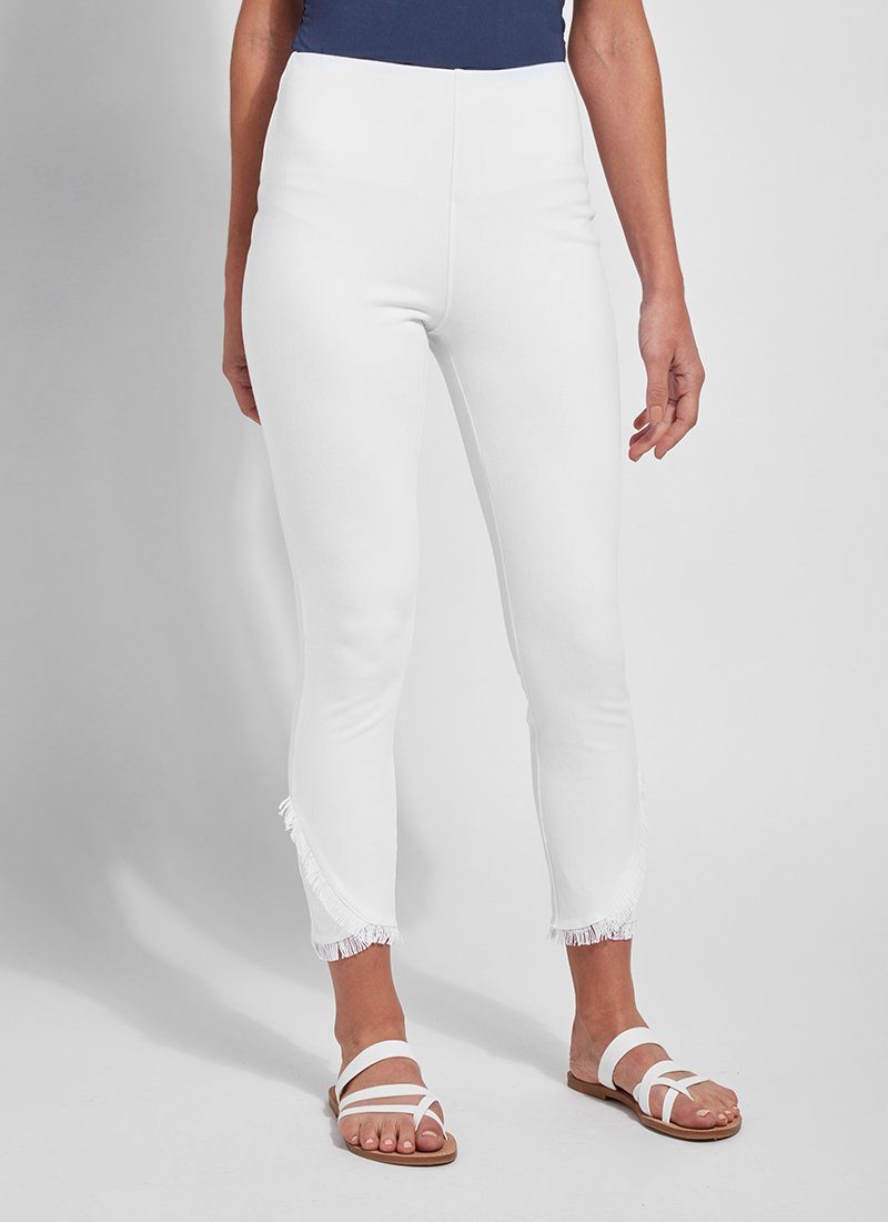 Lysse - Fringe Tulip Hem Denim (26.5" Inseam): White - Shorely Chic Boutique