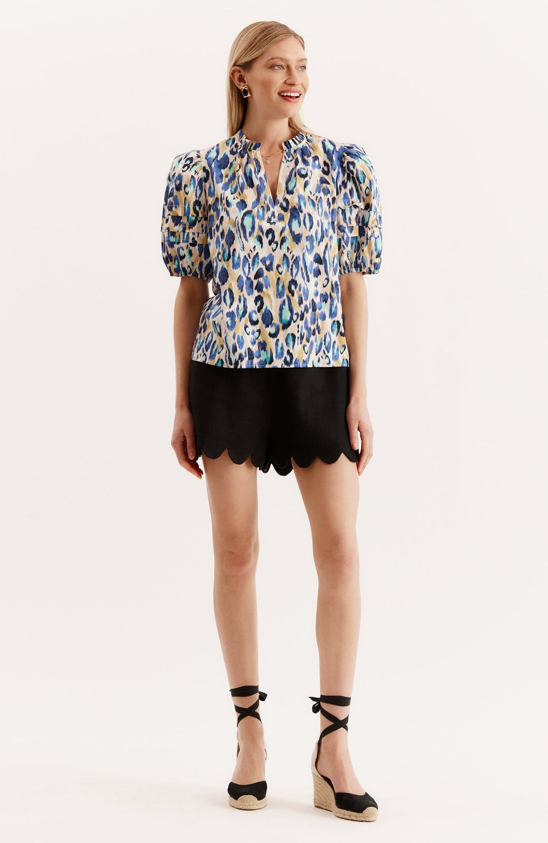 Tyler Boe - Jenna Cotton Animal Top: Aqua - Shorely Chic Boutique