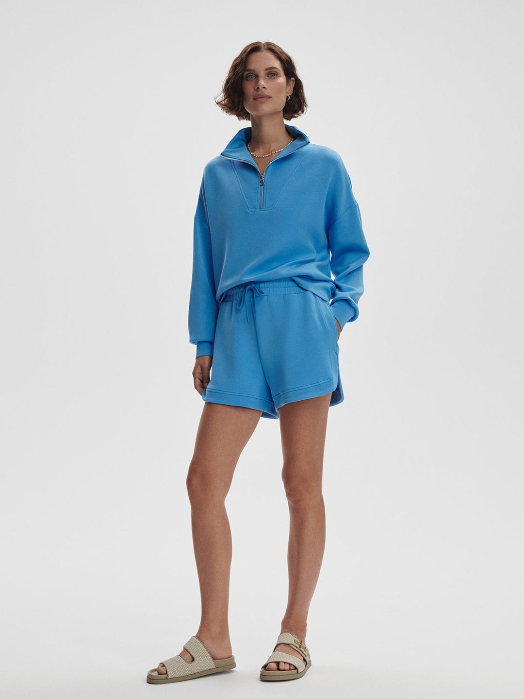 Varley - Hawley 1/2 Zip Sweat Top: Azure Blue - Shorely Chic Boutique