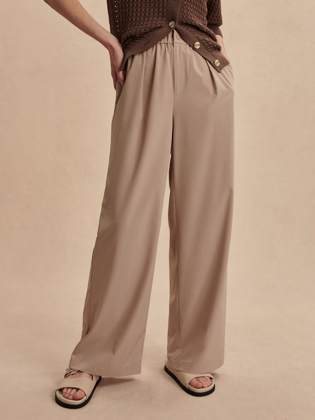 Varley - Kayson Wide Leg Pant 29.5": Simply Taupe - Shorely Chic Boutique