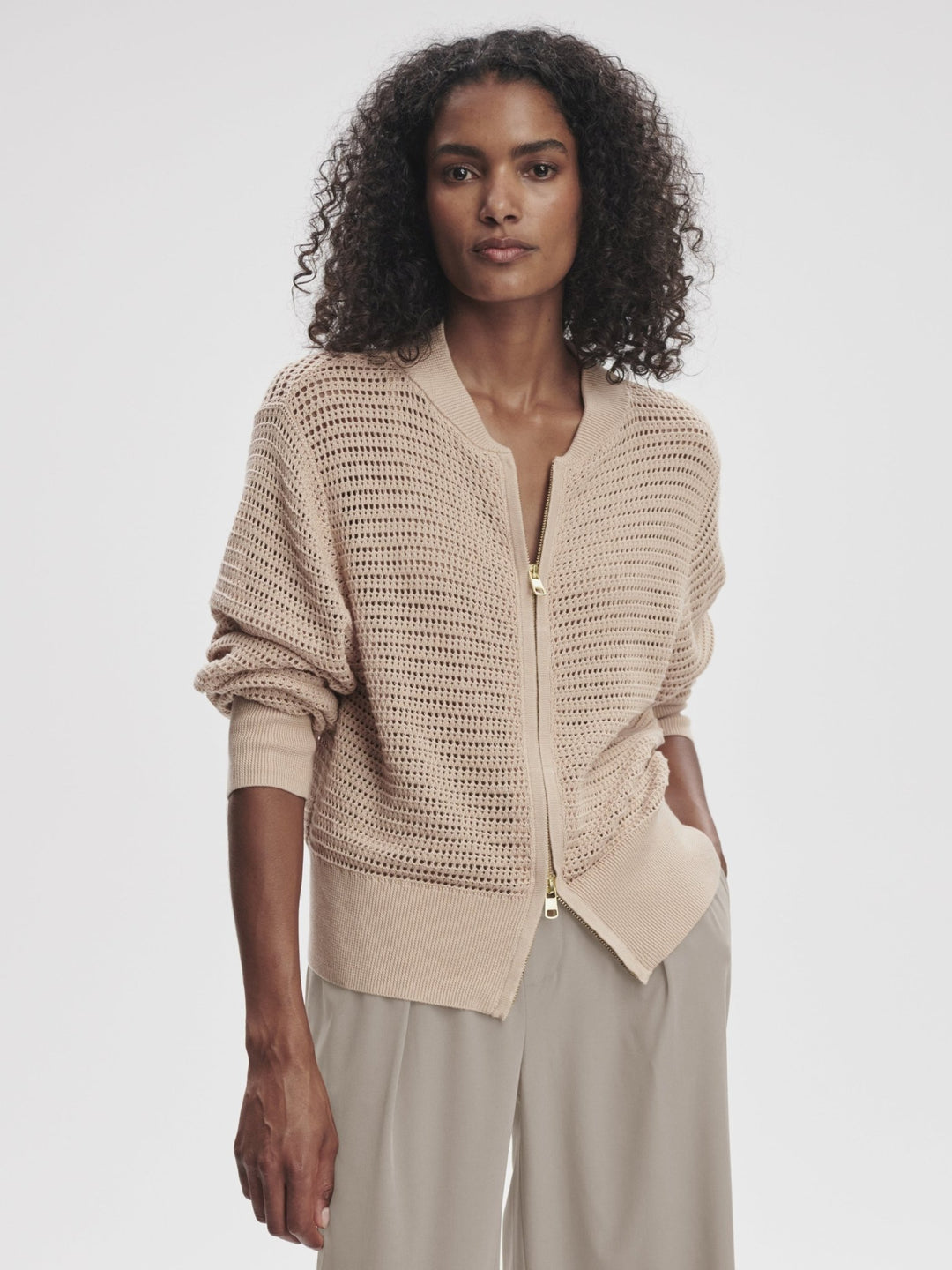 Varley - lai lightweight knit zip cardigan: Moonlight - Shorely Chic Boutique