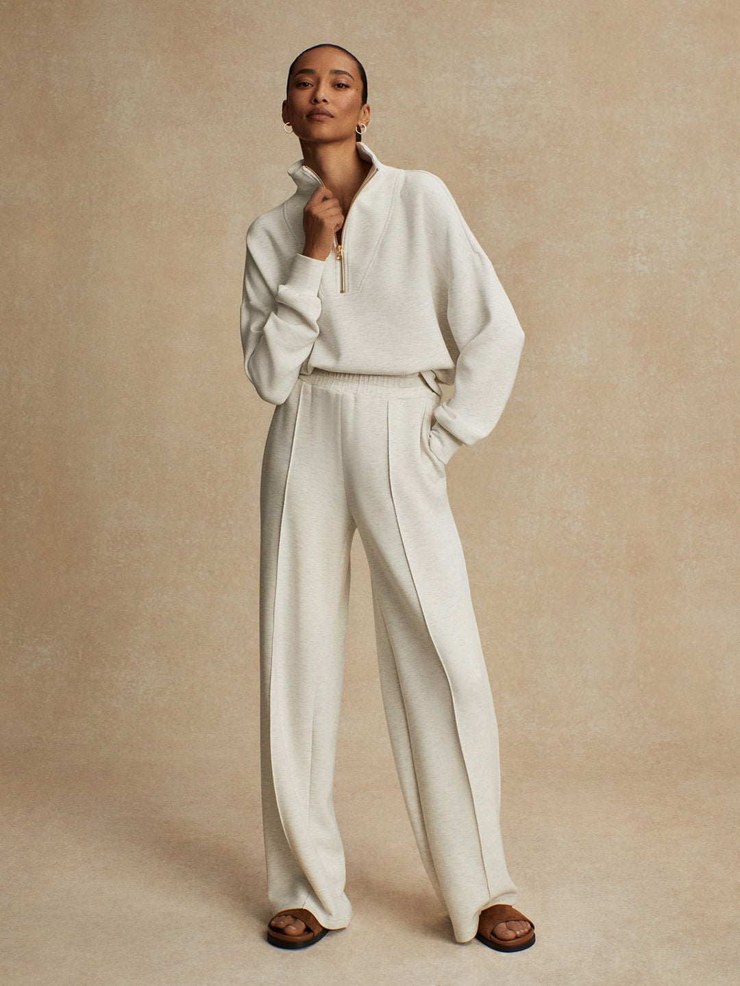 Varley - The Wide Leg Pant 30": Ivory Marl - Shorely Chic Boutique