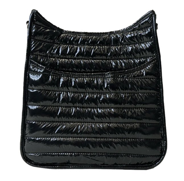 Adhorned - Everly Quilted Puffy Messenger - Liquid Black - Shorely Chic Boutique