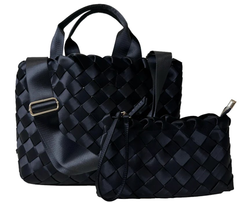Adhorned - Layla Woven Satin Tote: Black - Shorely Chic Boutique