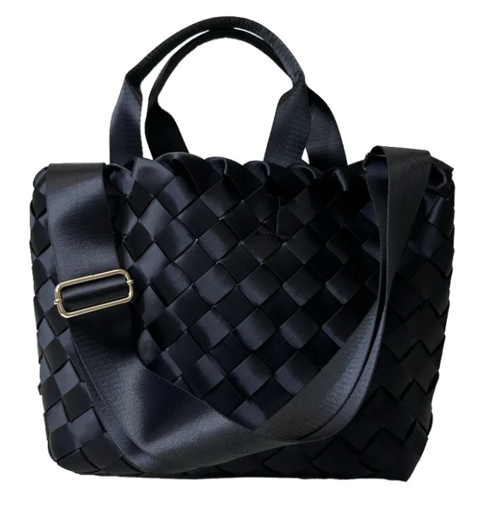 Adhorned - Liz Woven Satin Tote: Black - Shorely Chic Boutique