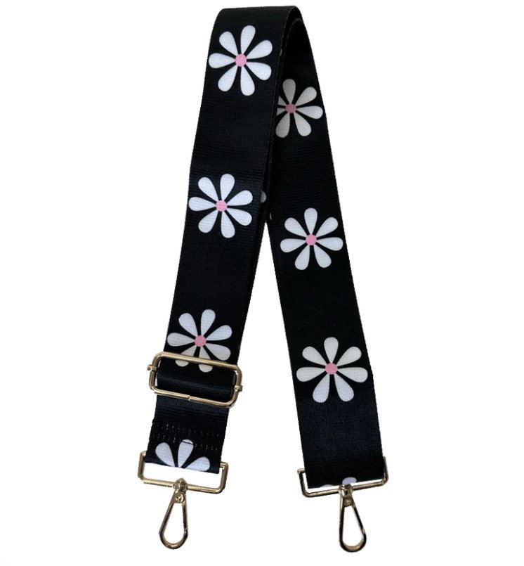 Ahdorned - Flower Adjustable Bag Strap: Black/Pnk