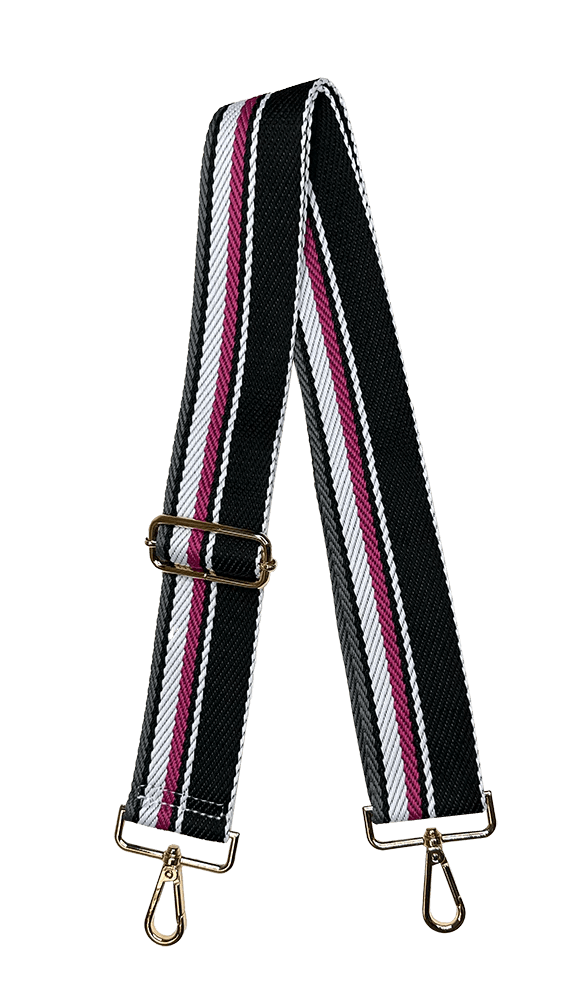 Ahdorned - Multi Stripe Bag Strap: Blk/Pnk/Wht - Shorely Chic Boutique