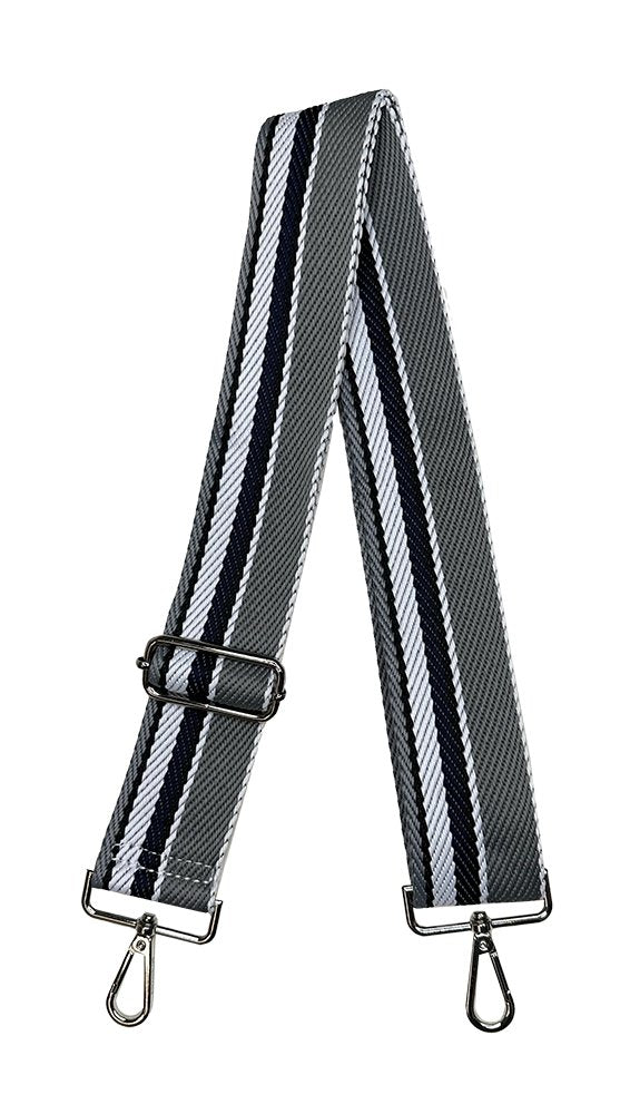 Ahdorned - Multi Stripe Bag Strap: Grey/Nvy/Wht (Silver Hrdwr) - Shorely Chic Boutique