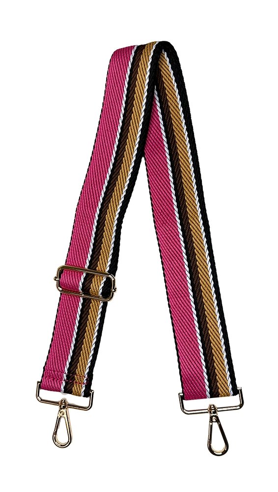 Ahdorned - Multi Stripe Bag Strap: Pnk/Blk/Brwn/Must - Shorely Chic Boutique