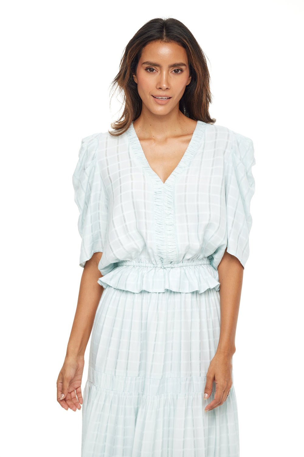 Anna Cate - Sophia S/S Top - Soft Blue Plaid - Shorely Chic Boutique