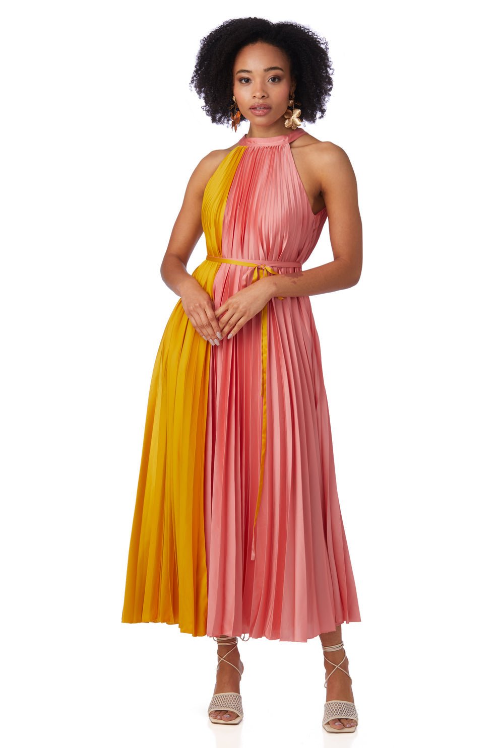 Crosby - June Sleeveless Maxi Pleated Dress: Golden Hour Colorblock - Shorely Chic Boutique