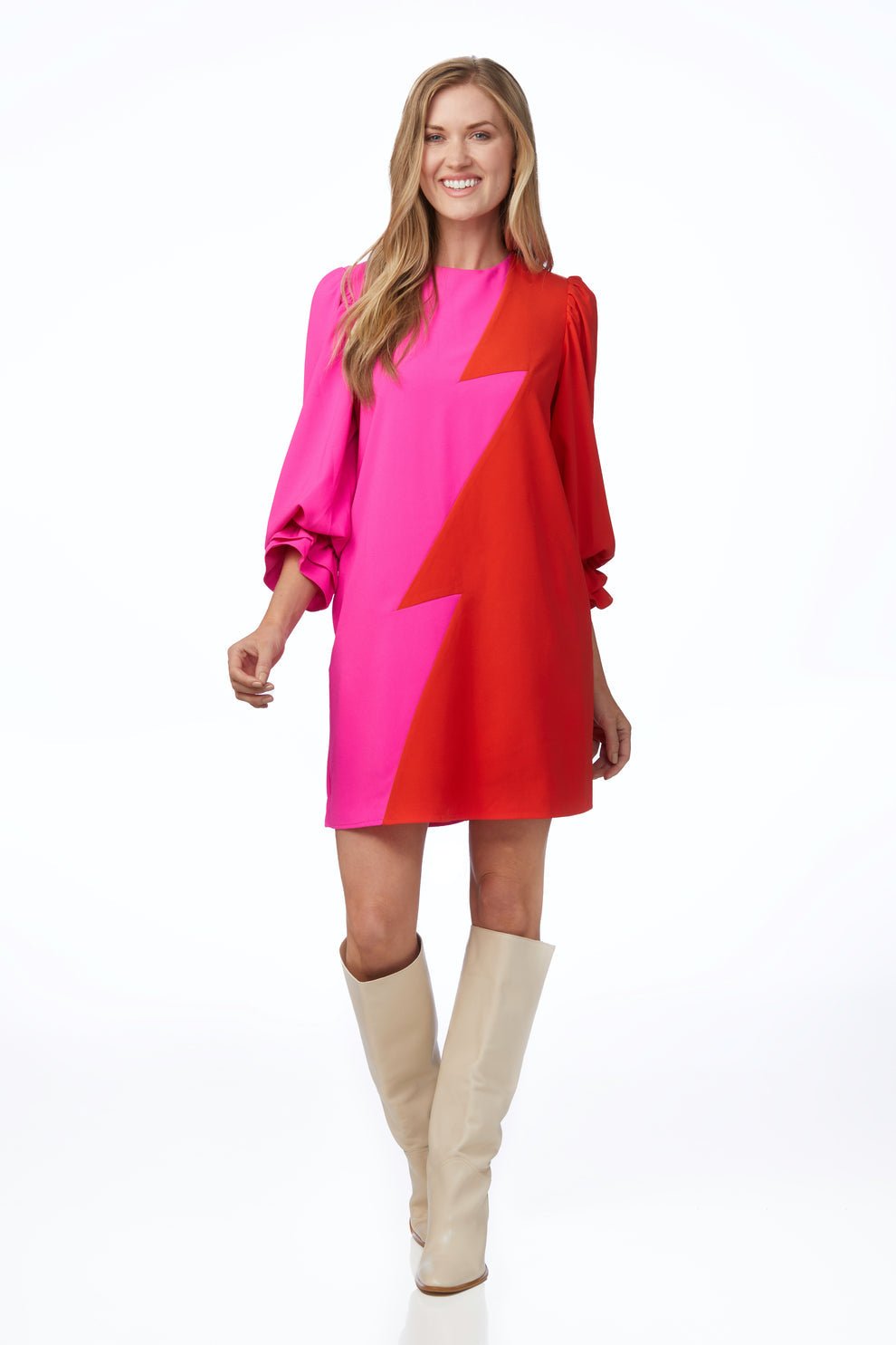 Crosby - Meaghan L/S Dress: Mollie Pink/Orange - Shorely Chic Boutique