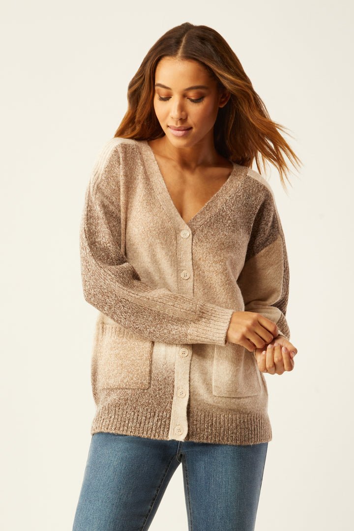 Ecru - Ombre Space Dye Cardigan: Neutral - Shorely Chic Boutique