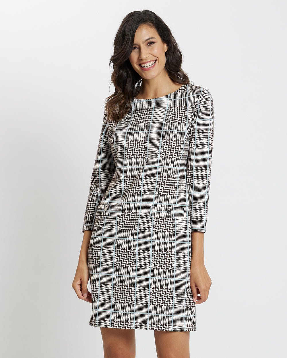 Jude Connally - Sabine Printed Ponte Dress: Glen Plaid - Shorely Chic Boutique