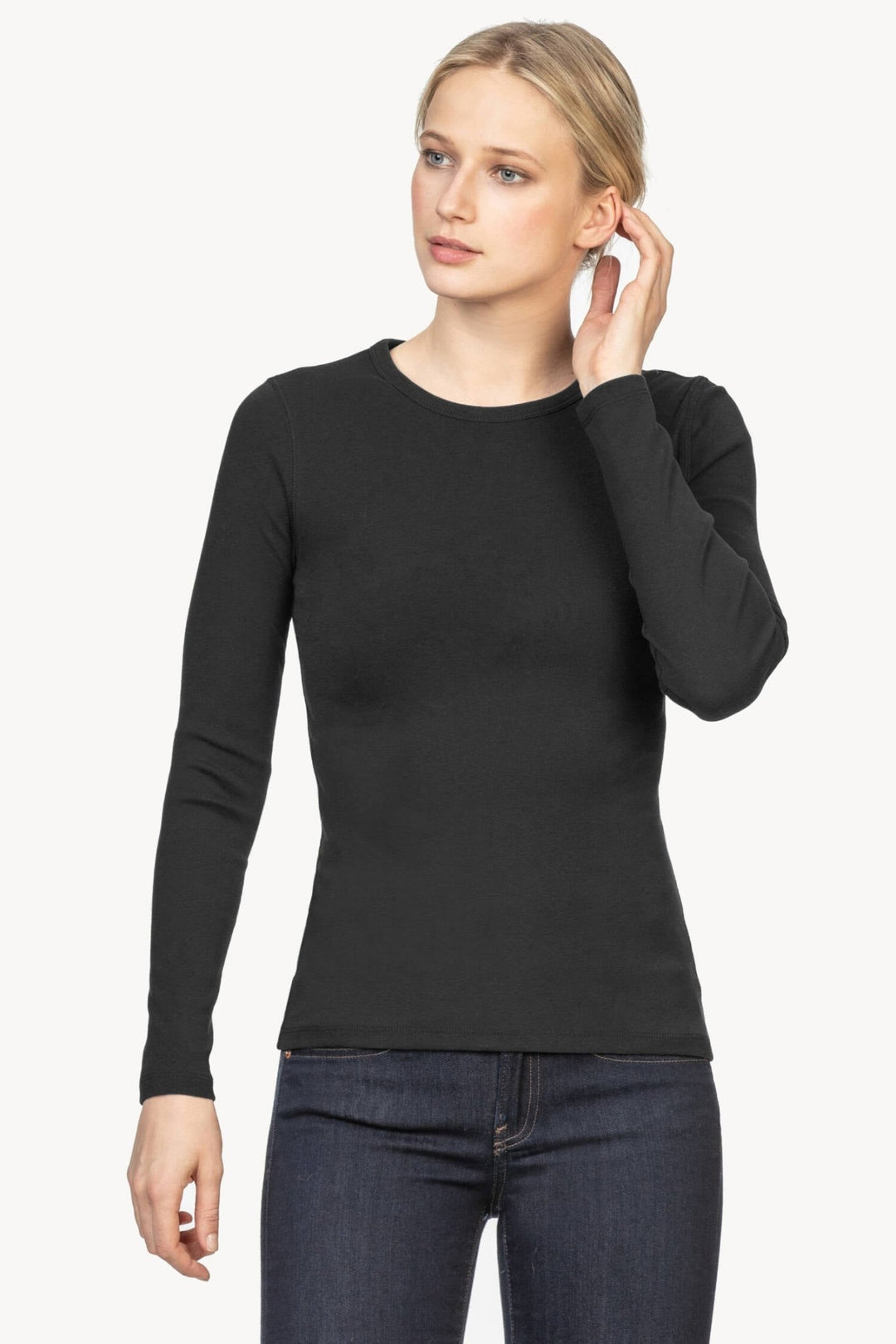 Lilla P - 1x1 Rib L/S Crewneck Black - Shorely Chic Boutique