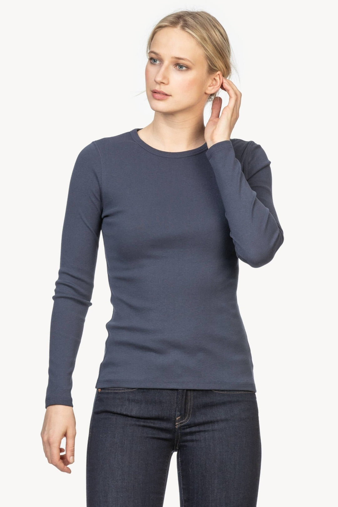Lilla P - 1x1 Rib L/S Crewneck Navy - Shorely Chic Boutique