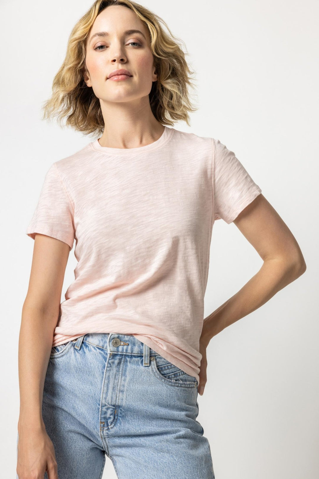 Lilla P - Loose Knit Slub S/S Crewneck: Pink Blossom - Shorely Chic Boutique