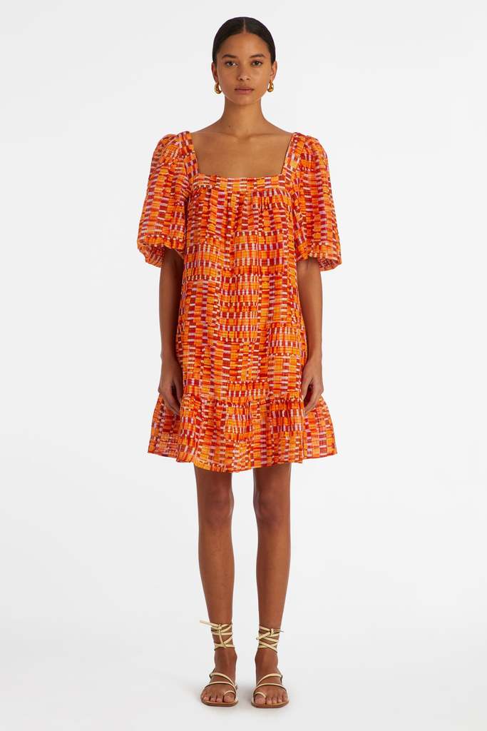 Marie Oliver - Kaylee Drop Waist Dress: Clementine Check Shorely Chic Boutique Marie Oliver - Kaylee Drop Waist Dress: Clementine Check Shorely Chic Boutique