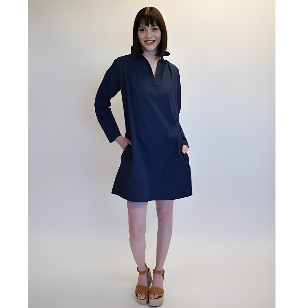 Never A Wallflower - Vicki L/S Dress: Navy - Shorely Chic Boutique