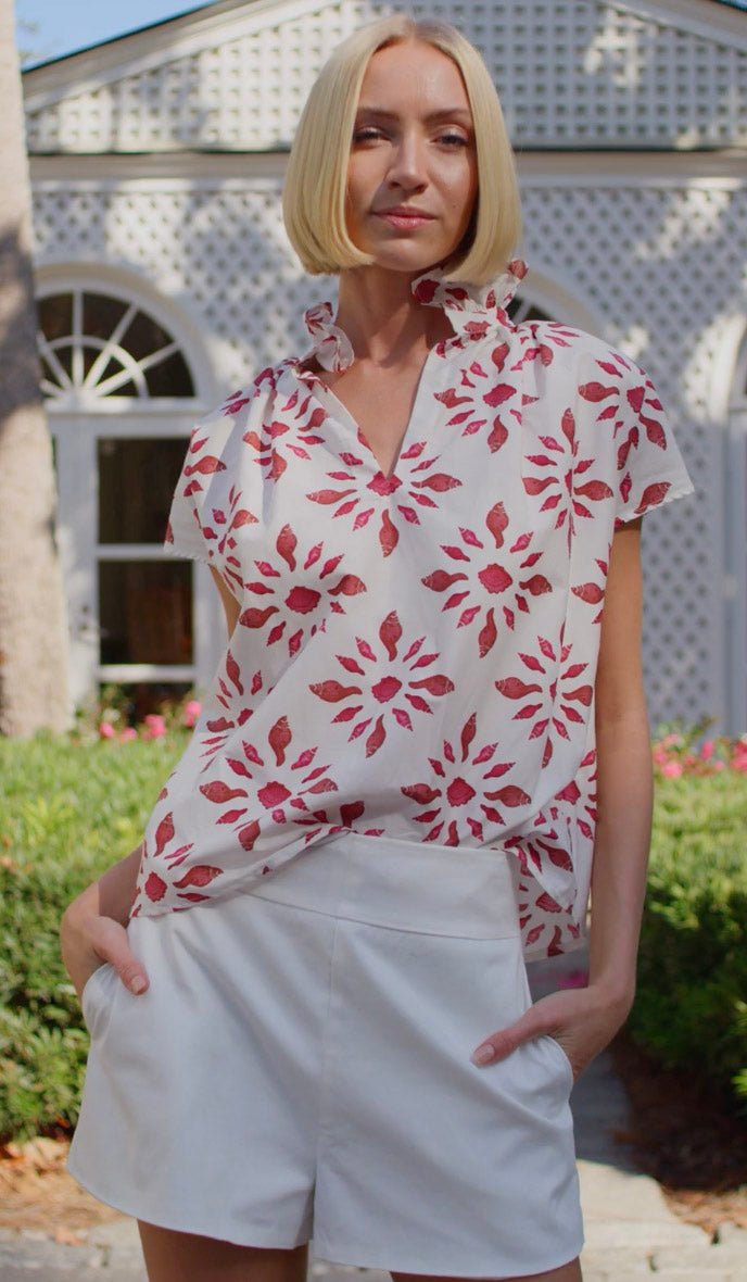 Never A Wallflower - Vicki S/S Cttn/Silk Top: White - Shorely Chic Boutique
