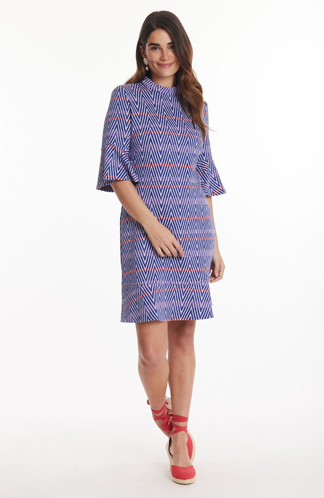Tyler Boe - Mindy 3/4 Slv Jacquard Dress: Chevron - Shorely Chic Boutique