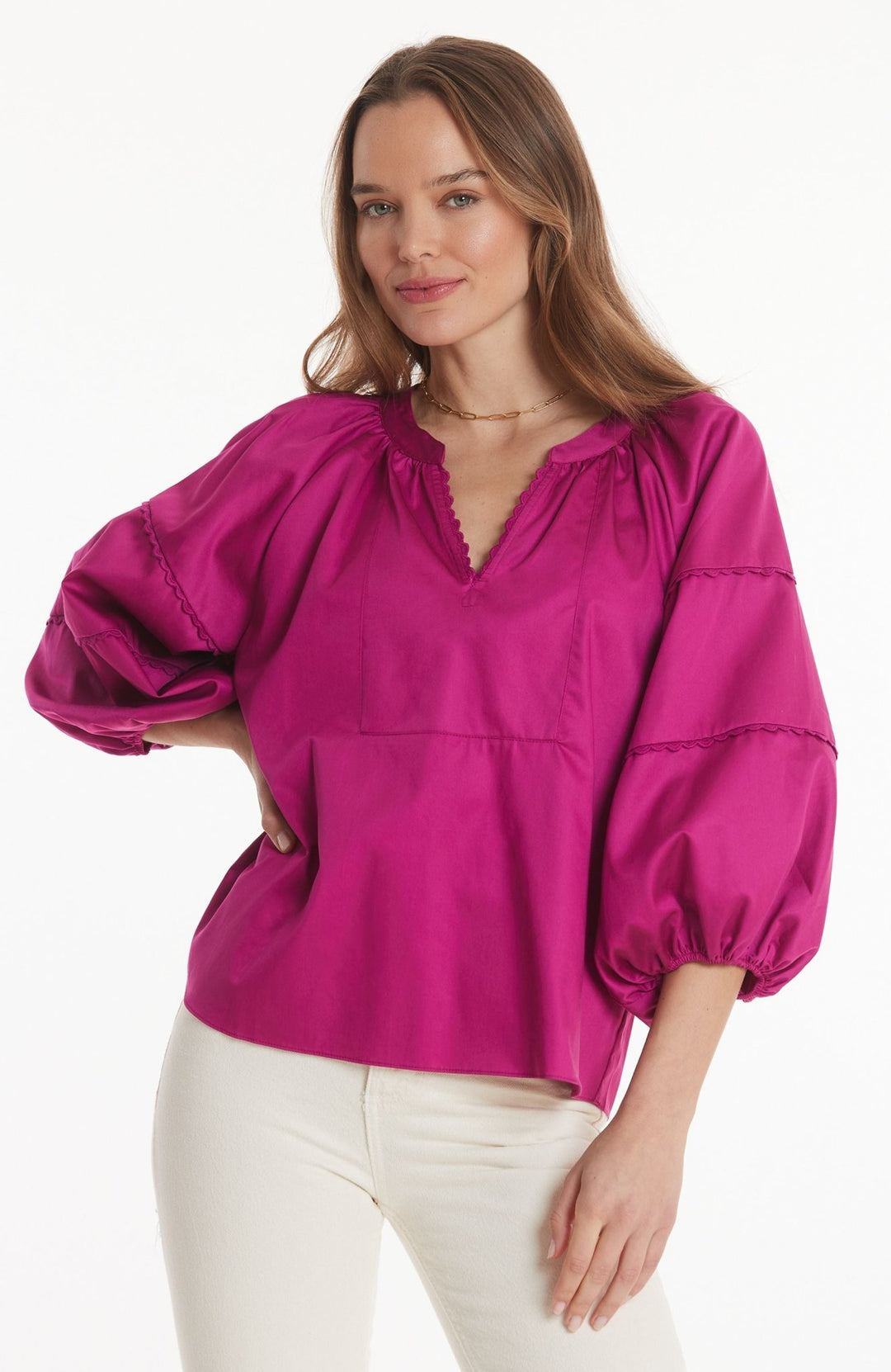 Tyler Boe - Molly Cotton Solid Topper: Bougainvillea - Shorely Chic Boutique