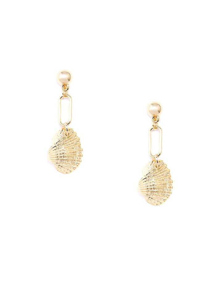 Zenzii - Shiny Metal Seashell Earrings: Gold - Shorely Chic Boutique