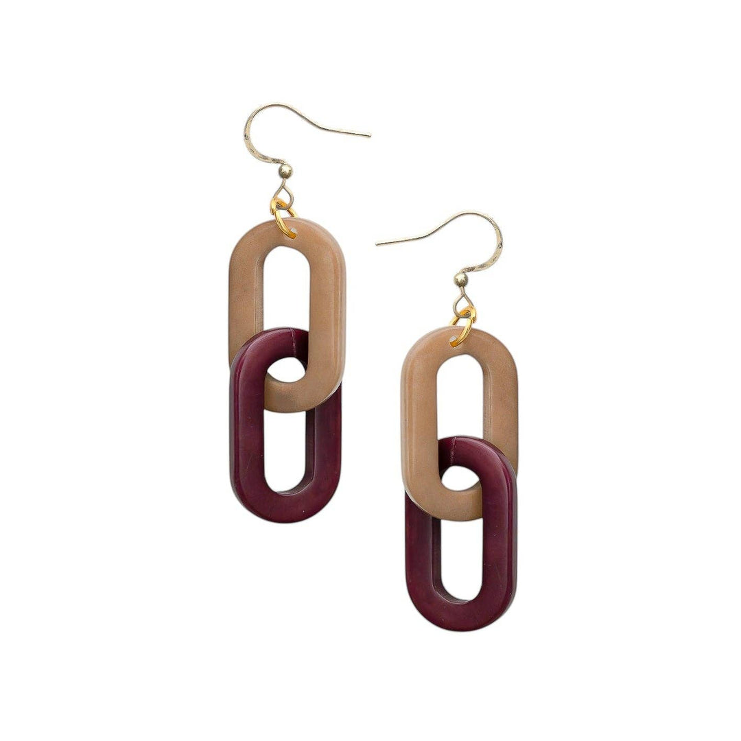 Tagua - Amaranta Earrings: Burgundy/Cafe con Leche