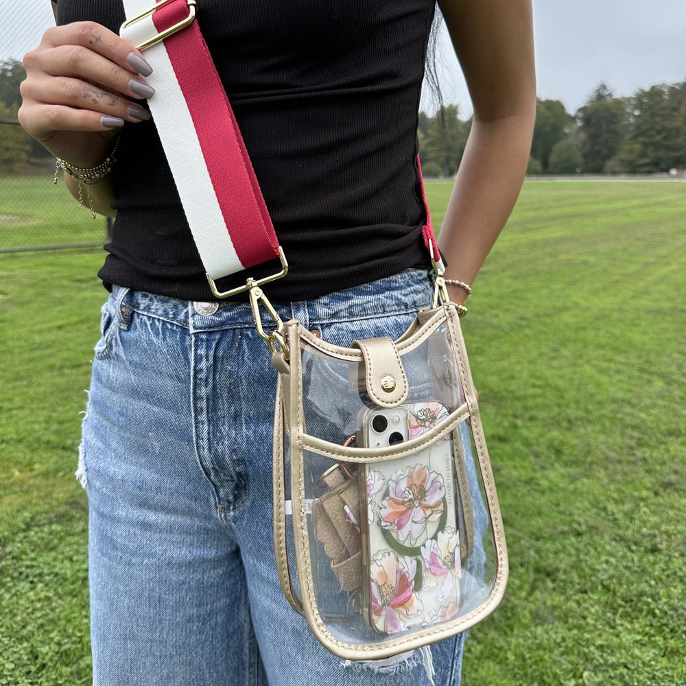 Adhorned - Brenna Game Day Phone Bag: Clear/Gold - Shorely Chic Boutique