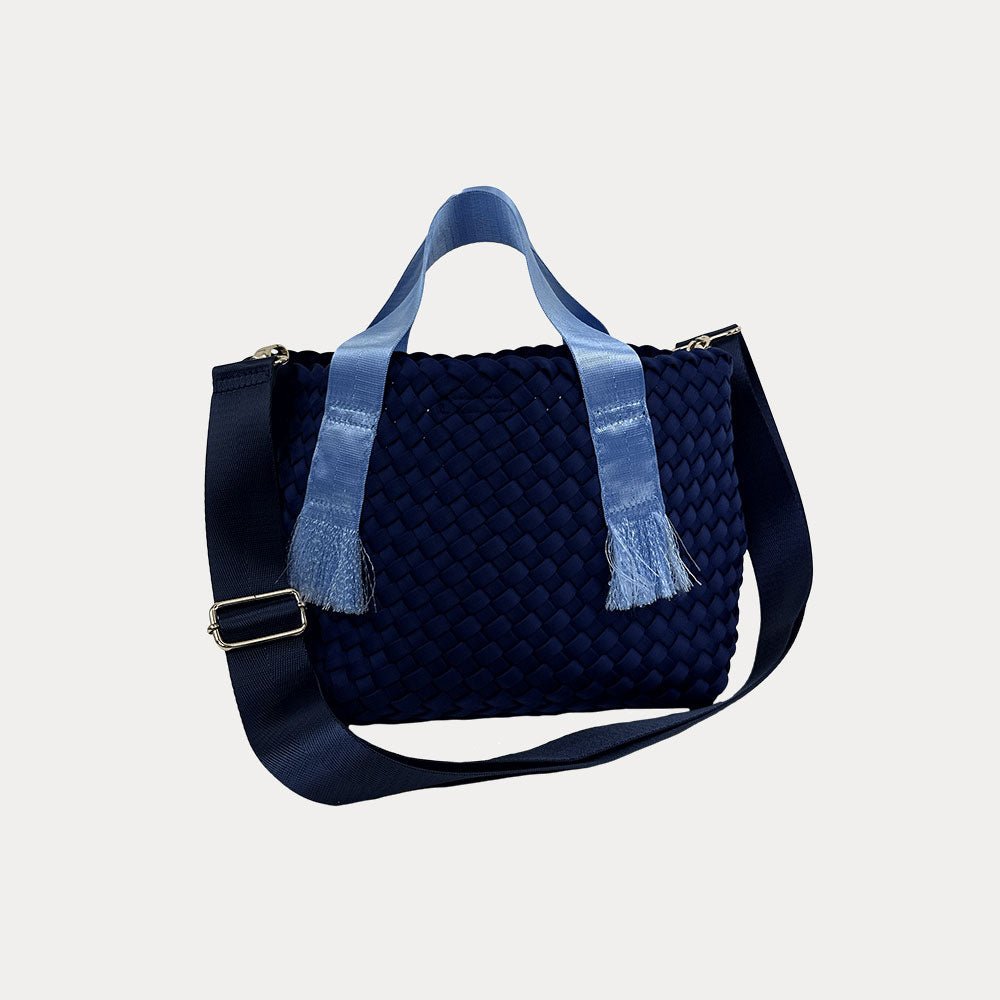 Adhorned - Liberty Contrast Handled Neoprene Tote: Navy - Shorely Chic Boutique