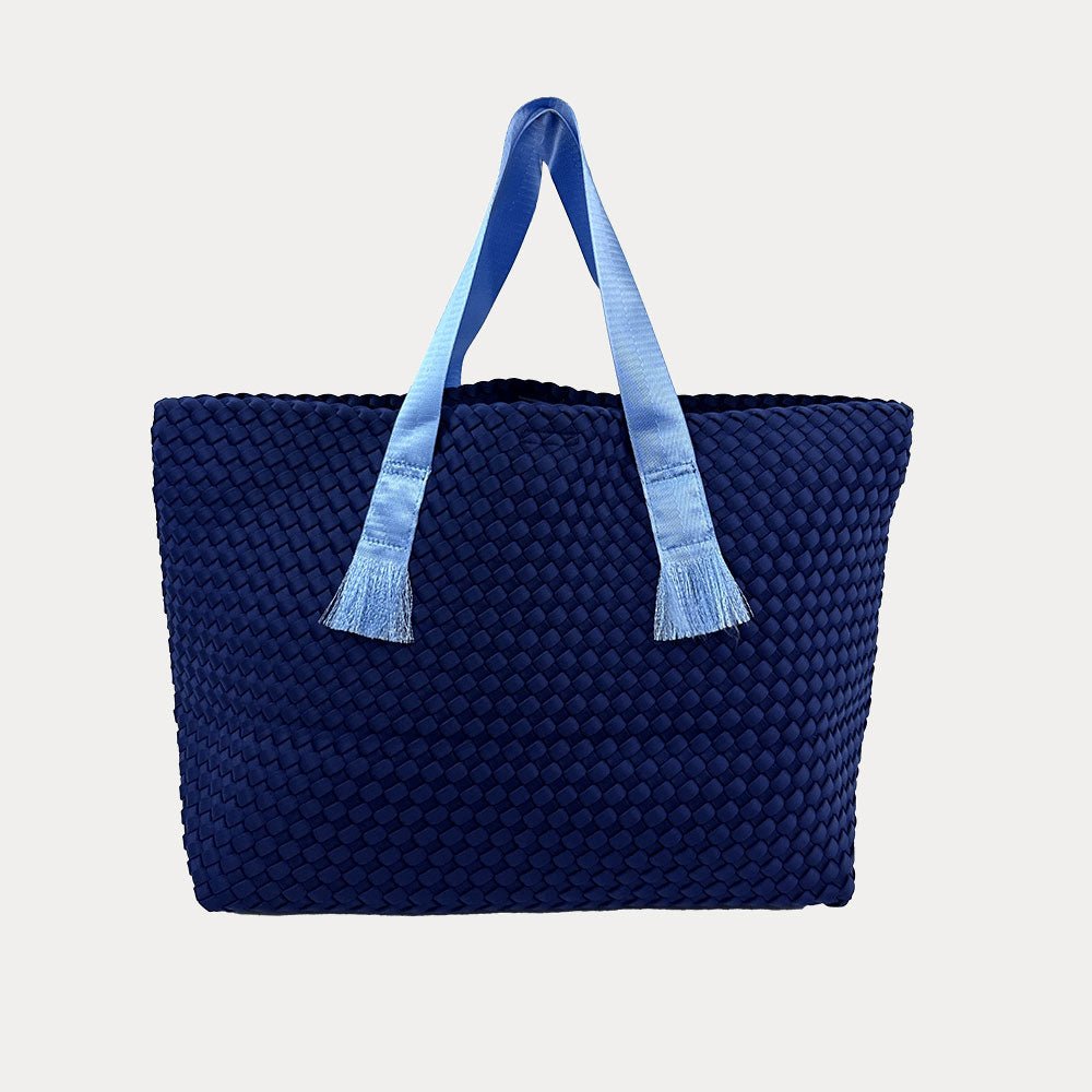 Adhorned - Linden Contrast Handled Neoprene Tote: Navy - Shorely Chic Boutique