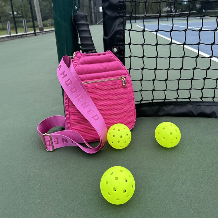 Adhorned - Poppy Quilted Puffer Pickleball Paddle Cover: Pink - Shorely Chic Boutique