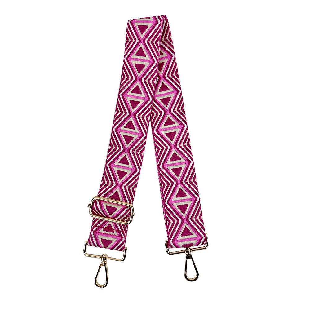 Ahdorned - 2" Quad Triangle Emb Bag Strap: Pink/Wht/Tan - Shorely Chic Boutique