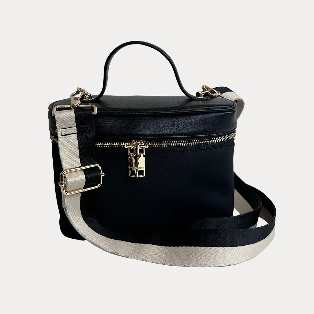 Ahdorned - Jenna Nylon & Vegan Top Handle Crossbody: Black - Shorely Chic Boutique