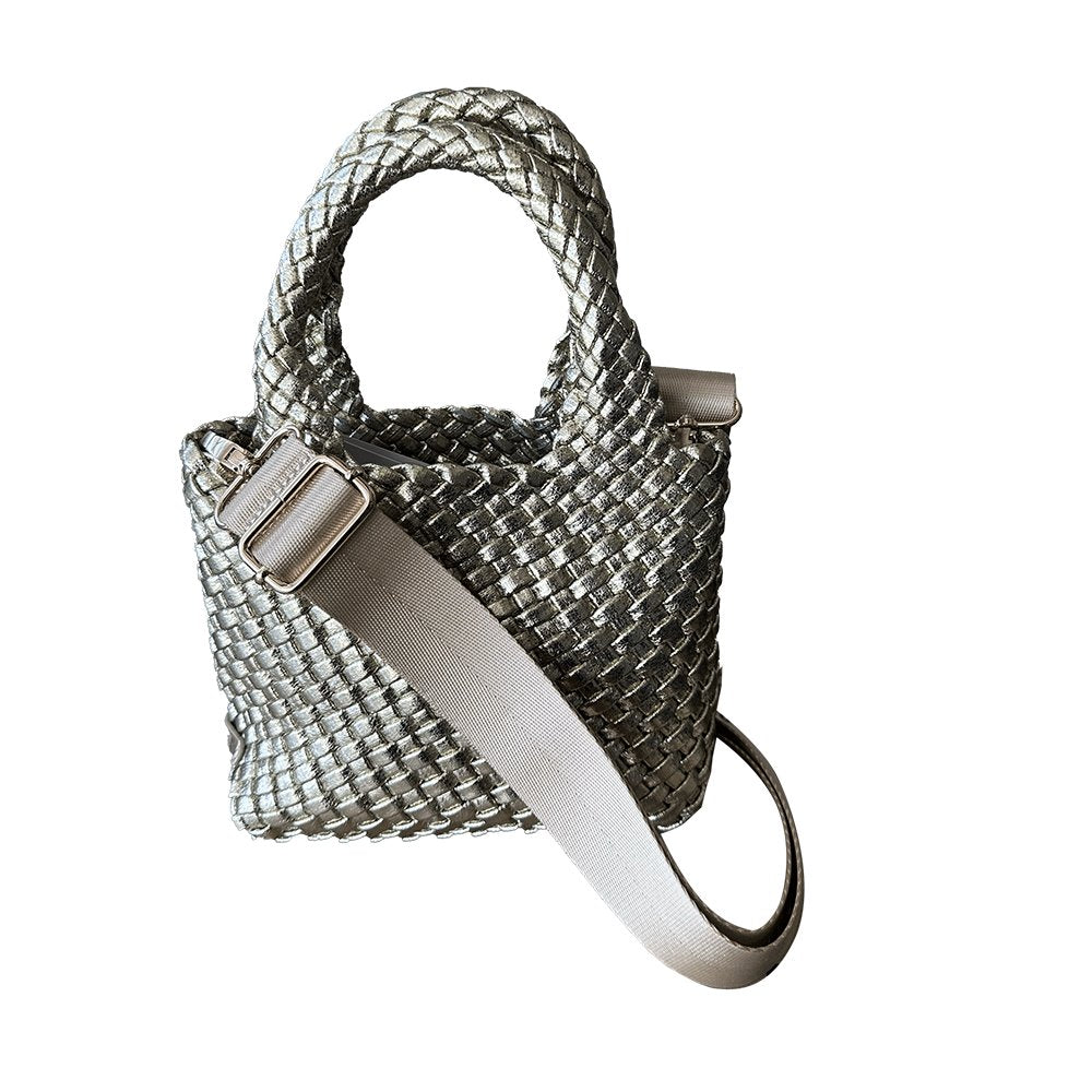 Ahdorned - Leah Petite Metallic Woven Tote: Gold - Shorely Chic Boutique