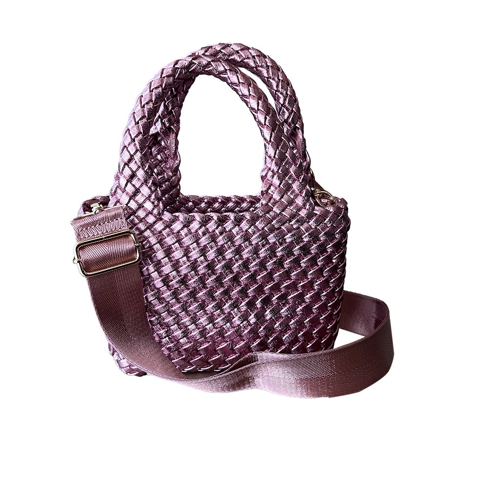 Ahdorned - Leah Petite Metallic Woven Tote: Metallic Pink - Shorely Chic Boutique