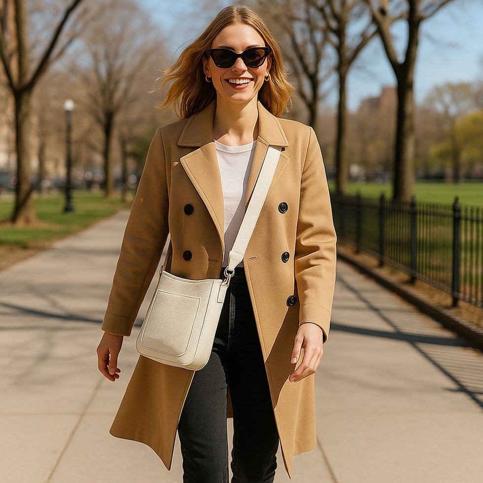 Ahdorned: Madelyn Mini Pebble Messenger with Strap: Cream - Shorely Chic Boutique