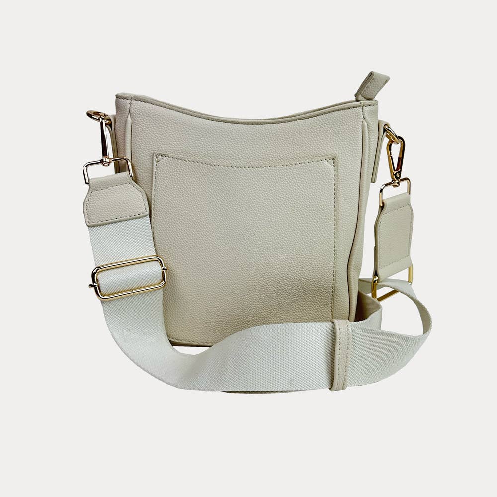 Ahdorned: Madelyn Mini Pebble Messenger with Strap: Cream - Shorely Chic Boutique