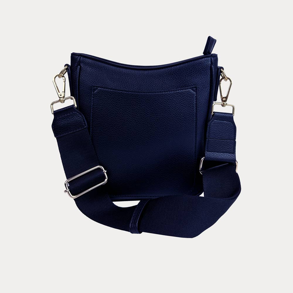 Ahdorned: Madelyn Mini Pebble Messenger with Strap: NAVY - Shorely Chic Boutique