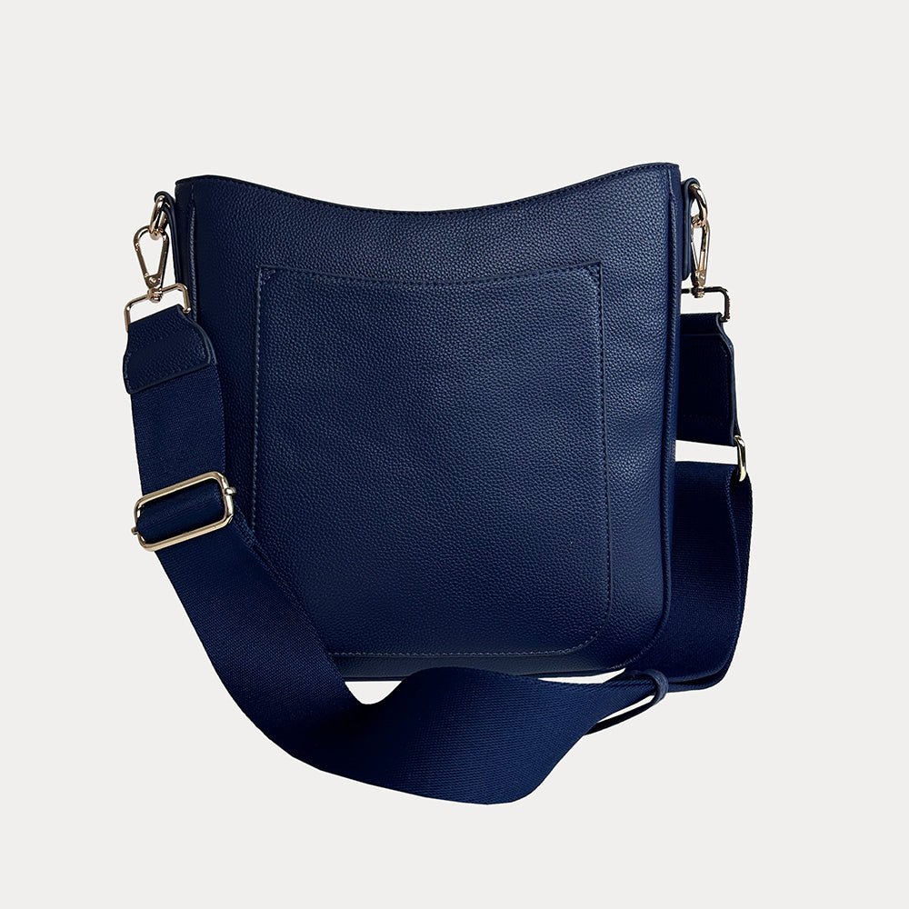 Ahdorned - Maxine Vegan Pebble Leather Messenger: Navy - Shorely Chic Boutique